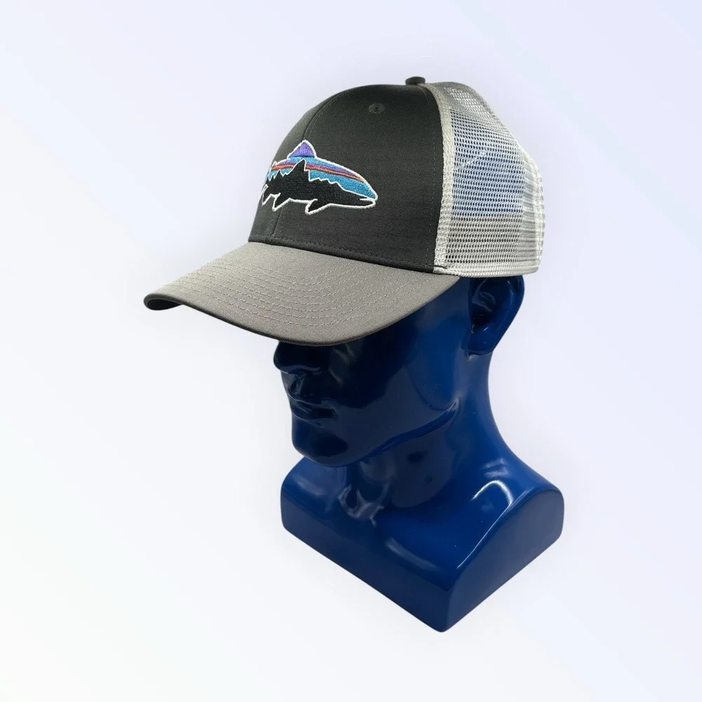 Patagonia‎ Fitz Roy Fish Hat Cap Snap Back Adjustable Trucker Green Trout